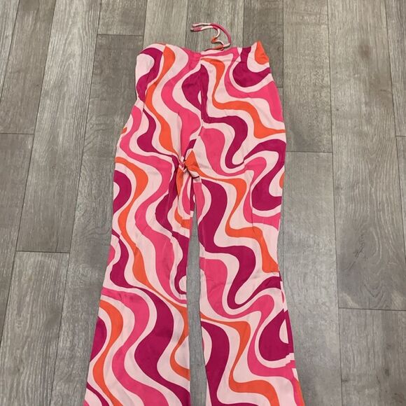 Womens Zara Groovy Party‎ Flare Satin Soul Train  Drawstring Retro Pants - Picture 8 of 8